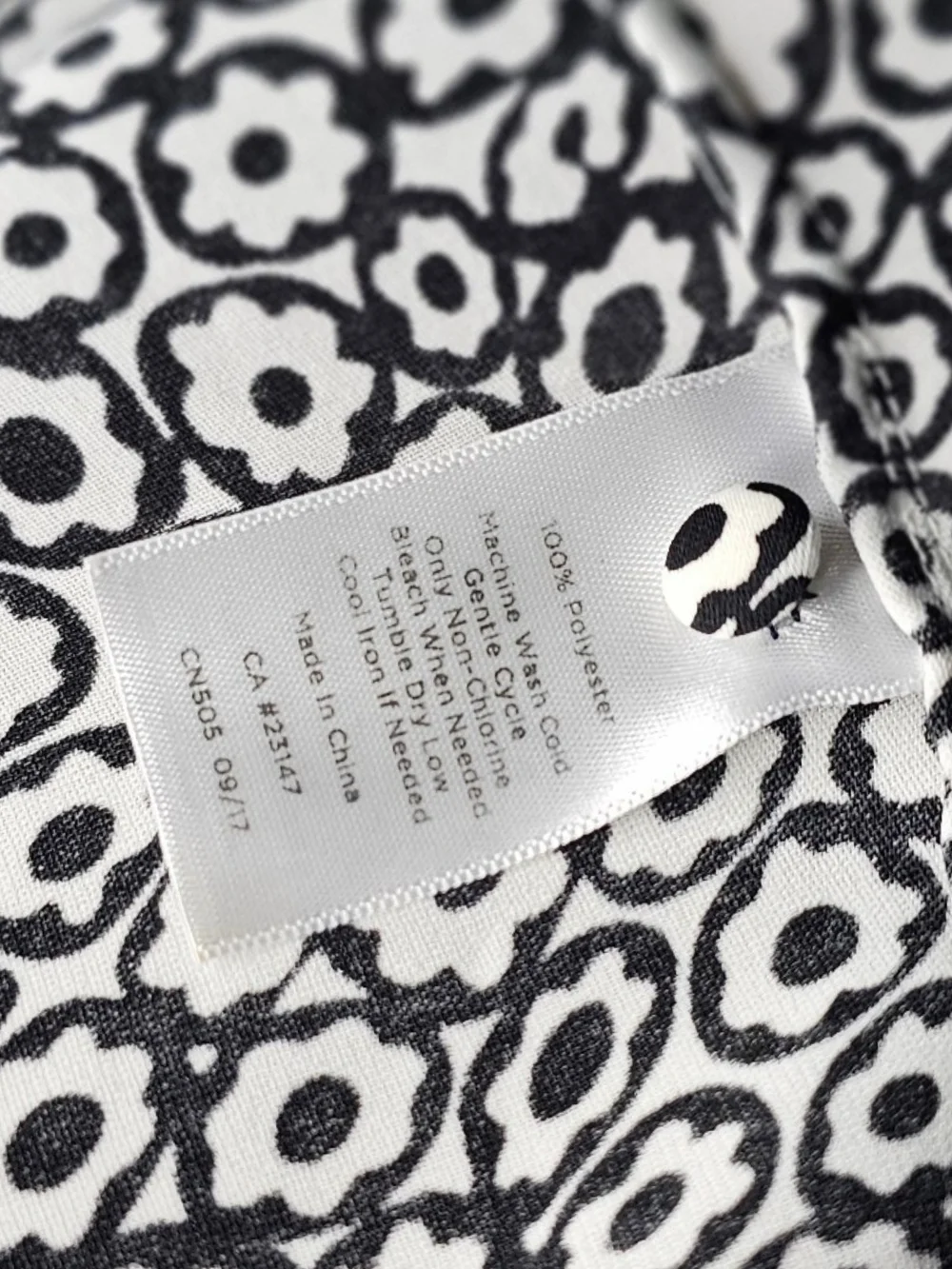 Talbots Black and White Floral Tie-Neck Swim Coverup
